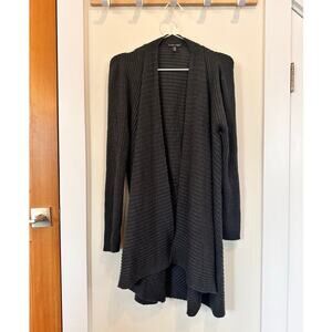 Eileen Fisher 100% Merino Wool Pleated Ribbed Cardigan Gray Size Small